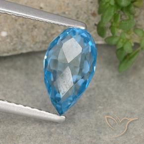 Topacio Azul Suizo natural de 3.59 ct, Corte Briolette, VVS-VS