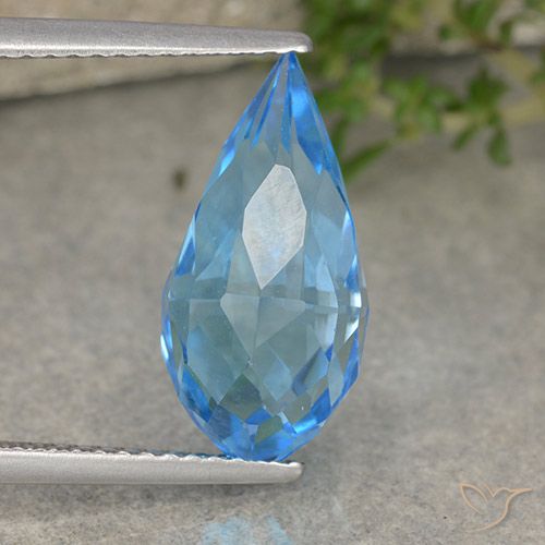 6.65ct Natural Azul Suizo Topacio, Corte Briolette, VVS-VS