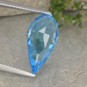 Topacio Azul Suizo natural de 6.65 ct, Corte Briolette, VVS-VS
