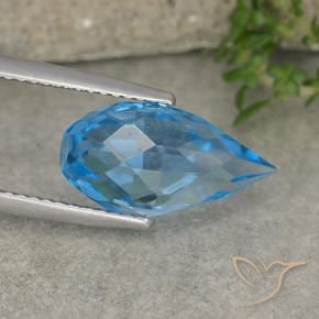 Topacio Azul Suizo natural de 6.71 ct, Corte Briolette, VVS-VS