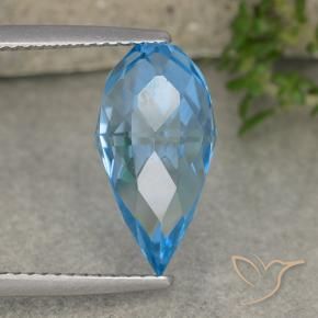 Topacio Azul Suizo natural de 6.71 ct, Corte Briolette, VVS-VS