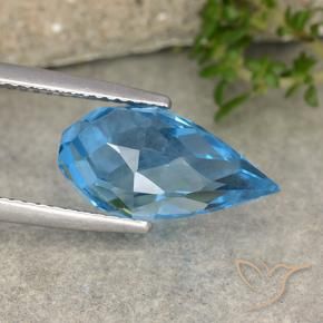 Topacio Azul Suizo natural de 2.71 ct, Corte Briolette, VVS-VS