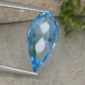 Topacio Azul Suizo natural de 2.71 ct, Corte Briolette, VVS-VS