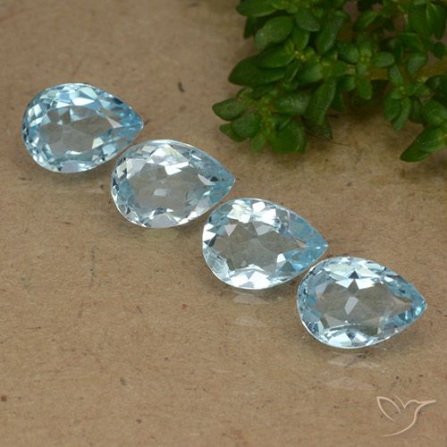 3.45ctw Natural Azul Cielo Topacio, En forma de pera, VVS-VS