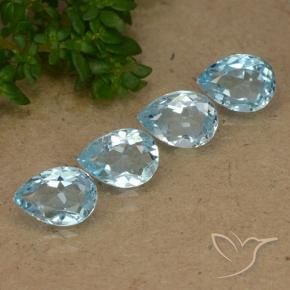 Gemas de Topacio Azul Cielo natural de 3.45 ct, En forma de pera, VVS-VS
