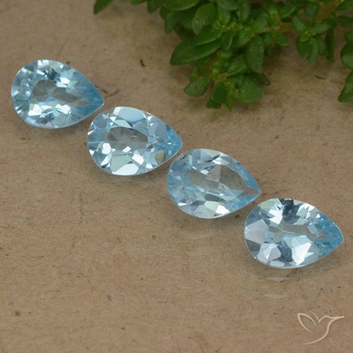 3.20ctw Natural Azul Cielo Topacio, En forma de pera, VVS-VS