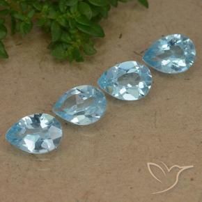 Gemas de Topacio Azul Cielo natural de 3.20 ct, En forma de pera, VVS-VS