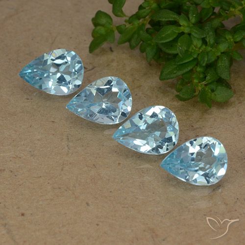 2.88ctw Natural Azul Suizo Topacio, En forma de pera, VVS-VS