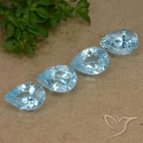 Gemas de Topacio Azul Suizo natural de 3.08 ct, En forma de pera, VVS-VS