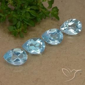 Gemas de Topacio Azul Cielo natural de 3.36 ct, En forma de pera, VVS-VS