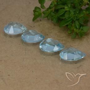 Gemas de Topacio Azul Cielo natural de 3.36 ct, En forma de pera, VVS-VS