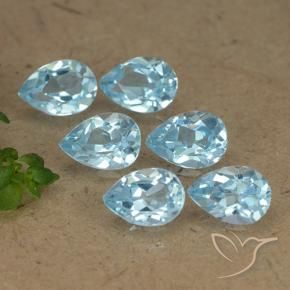 Gemas de Topacio Azul Cielo natural de 3.21 ct, En forma de pera, VVS-VS