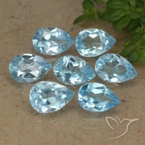 Gemas de Topacio Azul Cielo natural de 3.83 ct, En forma de pera, VVS-VS