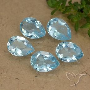 Gemas de Topacio Azul Cielo natural de 3.87 ct, En forma de pera, VVS-VS