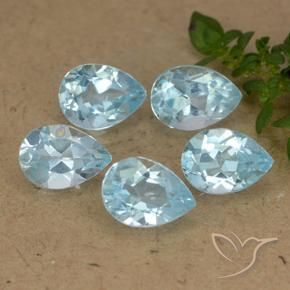 Gemas de Topacio Azul Cielo natural de 4.39 ct, En forma de pera, VVS-VS