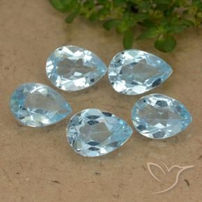 Gemas de Topacio Azul Suizo natural de 3.82 ct, En forma de pera, VVS-VS