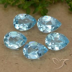 Gemas de Topacio Azul Cielo natural de 4.36 ct, En forma de pera, VVS-VS