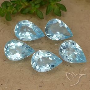 Gemas de Topacio Azul Cielo natural de 3.33 ct, En forma de pera, VVS-VS