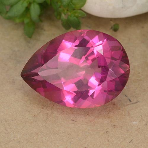 Topacio Rosado oscuro medio natural de 6.20 ct, En forma de pera, VVS-VS