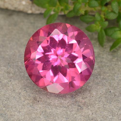 Topacio Magenta intenso natural de 4.13 ct, Corte Redondo, VVS-VS