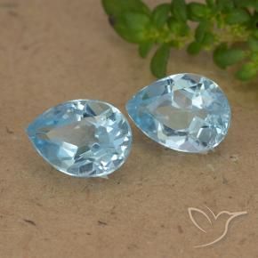Gemas de Topacio Azul Cielo natural de 1.70 ct, En forma de pera, VVS-VS