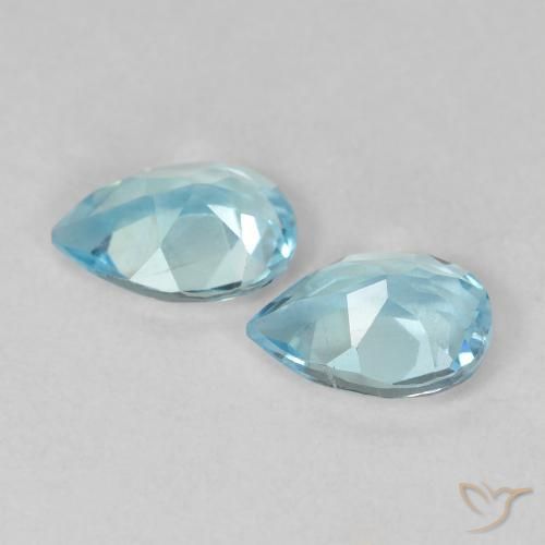 Gemas de Topacio Azul Cielo natural de 1.65 ct, En forma de pera, VVS-VS