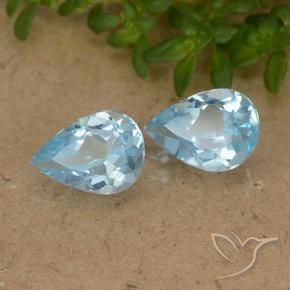 Gemas de Topacio Azul Cielo natural de 1.53 ct, En forma de pera, VVS-VS
