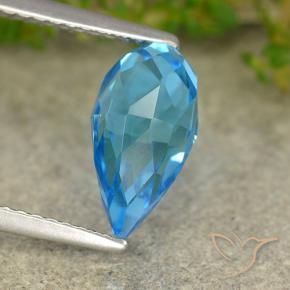 Topacio Azul Suizo natural de 2.72 ct, Corte Briolette, VS