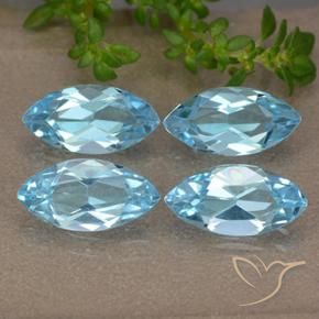 Gemas de Topacio Azul Suizo natural de 5.25 ct, Marquesa, VVS-VS