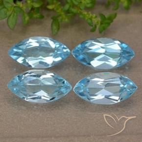 Gemas de Topacio Azul Suizo natural de 5.60 ct, Marquesa, VVS-VS