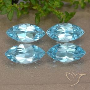 Gemas de Topacio Azul Suizo natural de 5.06 ct, Marquesa, VVS-VS