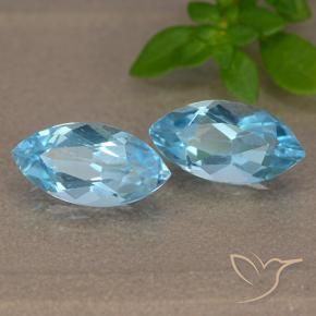 Gemas de Topacio Azul Suizo natural de 2.46 ct, Marquesa, VVS-VS