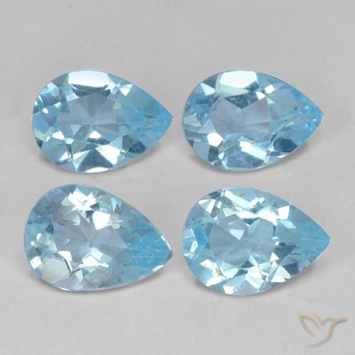 Gemas de Topacio Azul Cielo natural de 2.96 ct, En forma de pera, VVS-VS