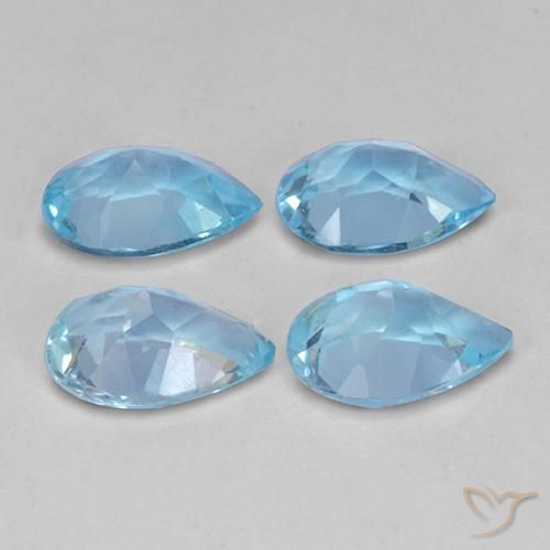 Gemas de Topacio Azul Cielo natural de 2.96 ct, En forma de pera, VVS-VS