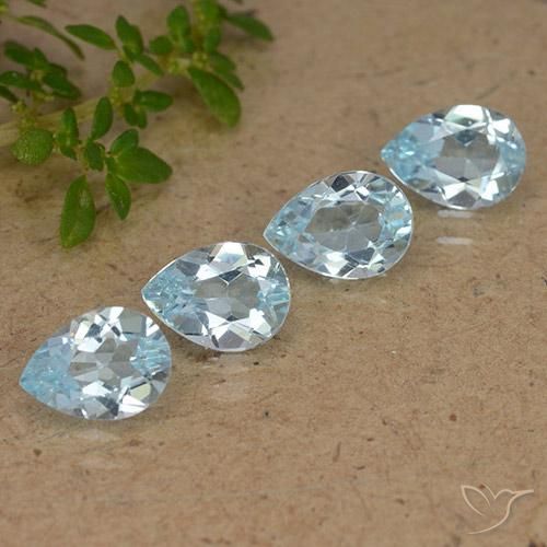 Gemas de Topacio Azul Cielo natural de 3.10 ct, En forma de pera, VVS-VS