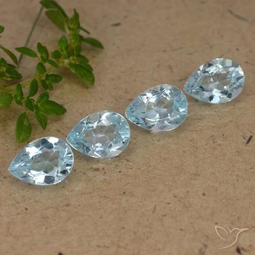 Gemas de Topacio Azul Cielo natural de 3.47 ct, En forma de pera, VVS-VS