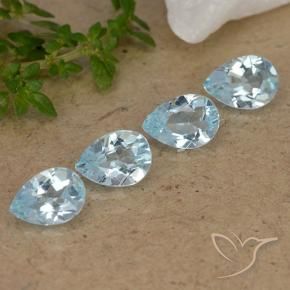 Gemas de Topacio Azul Cielo natural de 3.09 ct, En forma de pera, VVS-VS