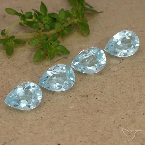 Gemas de Topacio Azul Suizo natural de 3.53 ct, En forma de pera, VVS-VS