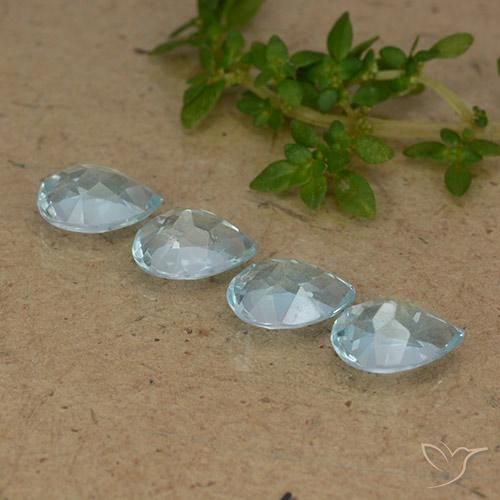 Gemas de Topacio Azul Suizo natural de 3.53 ct, En forma de pera, VVS-VS
