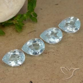 Gemas de Topacio Azul Cielo natural de 3.45 ct, En forma de pera, VVS-VS