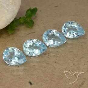 Gemas de Topacio Azul Cielo natural de 3.48 ct, En forma de pera, VVS-VS