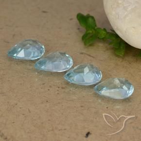 Gemas de Topacio Azul Cielo natural de 3.48 ct, En forma de pera, VVS-VS
