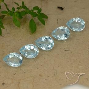 Gemas de Topacio Azul Cielo natural de 4.41 ct, En forma de pera, VVS-VS
