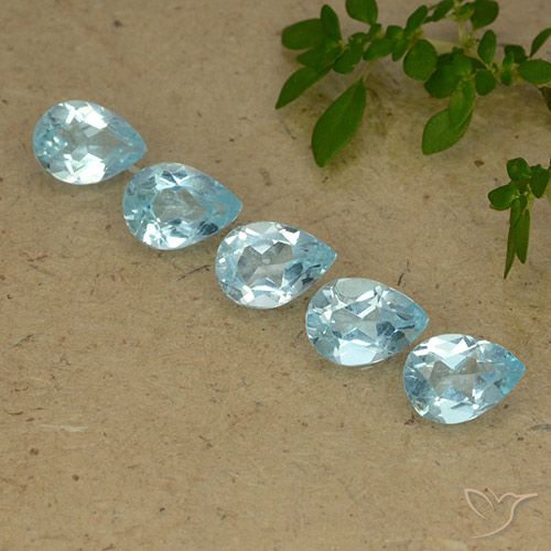 3.74ctw Natural Azul Cielo Topacio, En forma de pera, VVS-VS