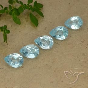 Gemas de Topacio Azul Cielo natural de 3.74 ct, En forma de pera, VVS-VS