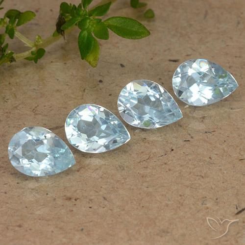 Gemas de Topacio Azul Cielo natural de 3.22 ct, En forma de pera, VVS-VS