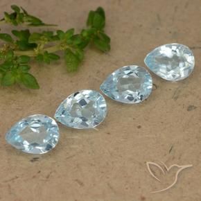 Gemas de Topacio Azul Cielo natural de 3.58 ct, En forma de pera, VVS-VS