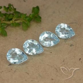 Gemas de Topacio Azul Cielo natural de 3.42 ct, En forma de pera, VVS-VS
