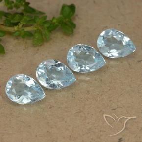 Gemas de Topacio Azul Cielo natural de 3.41 ct, En forma de pera, VVS-VS