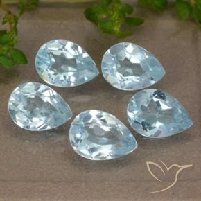Gemas de Topacio Azul Cielo natural de 4.28 ct, En forma de pera, VVS-VS